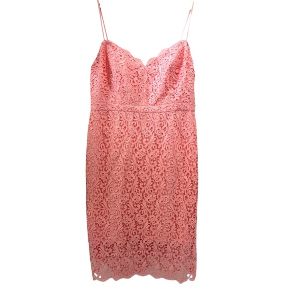 NWT J. Crew Guipure Lace Spaghetti Strap Midi Dress In Pastel Pink - Size 16 - Picture 1 of 11